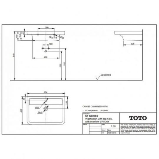 Раковина TOTO CF LW136Y 65,4х48,3 ФОТО