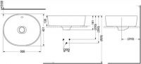 Раковина TOTO NC LW760LB 50х42,1 схема 1