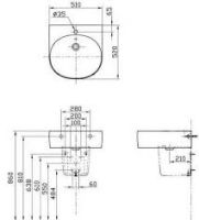 Раковина TOTO NC LHT766CRV 51х52 схема 1