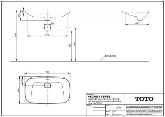 Раковина TOTO Neorest LW3717HY 74,6х44,8 ФОТО