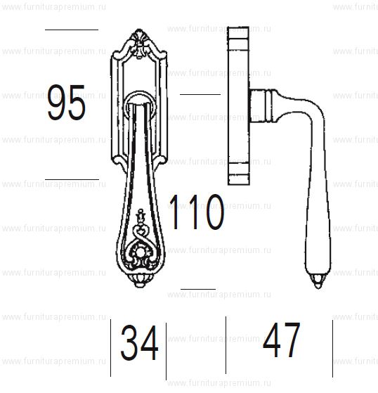 Оконная ручка Salice Paolo Varsavia 4345/C