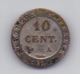 10 сантимов 1808 года Наполеон I Бонапарт Франция