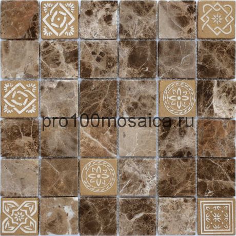 Мозаика Art Emperador Dark матовая 30х30х0,8 см (чип 48х48х8 мм)