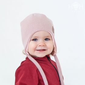 HOH ШД19-01363712 Шапка демисезонная с завязками НОН, пудра