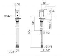 Dornbracht Lisse смеситель для ванны 29300845 схема 1