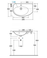 Раковина Globo Grace BO023 69 х 45 схема 1