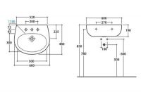 Раковина Globo Grace GR060 60 х 48 схема 1