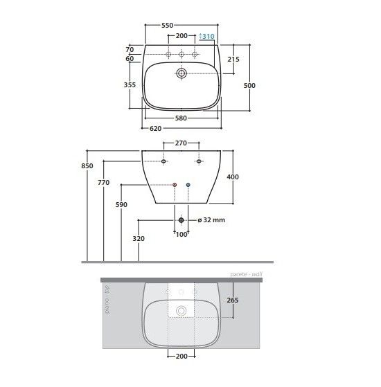 Раковина Globo Genesis GE061 62 х 50 ФОТО