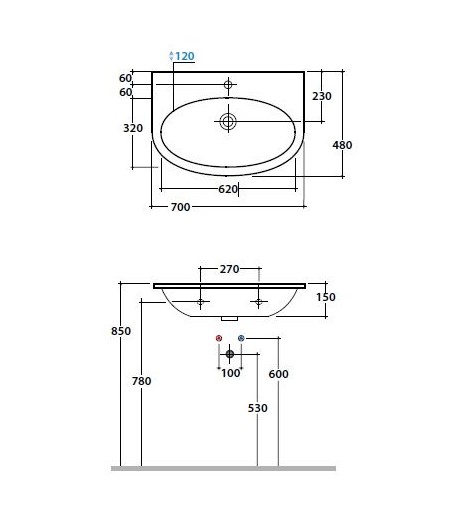 Раковина Globo 4All MD070 70х48 ФОТО