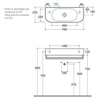 Раковина подвесная Globo Forty3 SCT70 70х27 схема 1