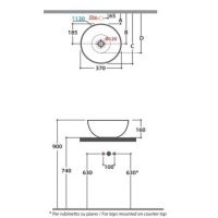 Раковина Globo T-Edge B6T37 37 х 37 схема 1