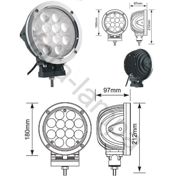 Хромированная светодиодная фара 60 ватт
