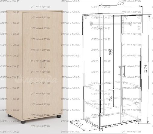 Шкаф двухдверный Легенда Л-02 (628×450×1428)