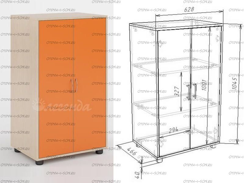 Шкаф двухдверный Легенда Л-04 (63х45х109)