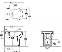 Биде напольное Globo Grace GR011 52 х 36 см схема 1