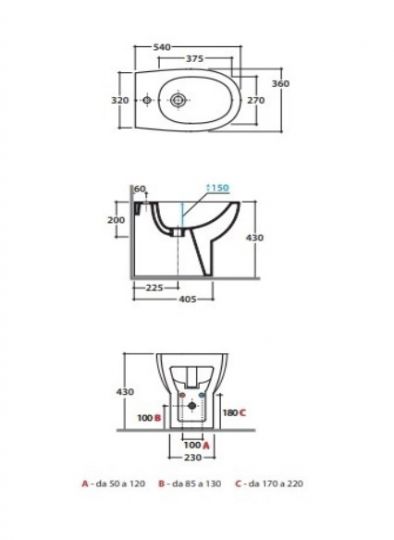 Подвесное биде Globo 4All MD009 54х36 схема 1