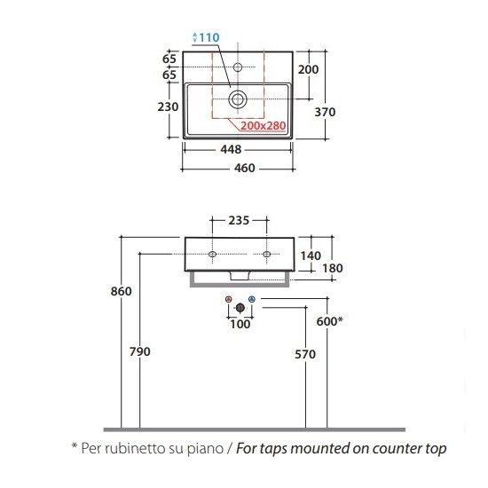 Раковина Globo T-Edge IN046 46 х 37 ФОТО