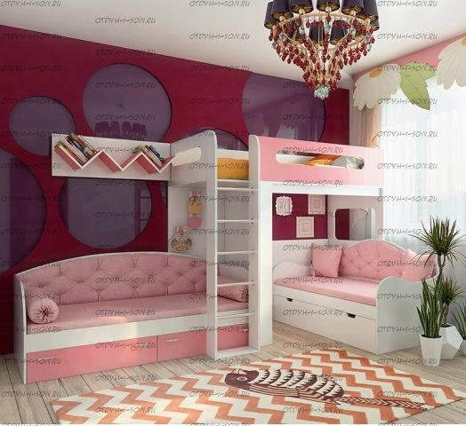 Кровать трехъярусная Фанки Кидз 24+Ажур