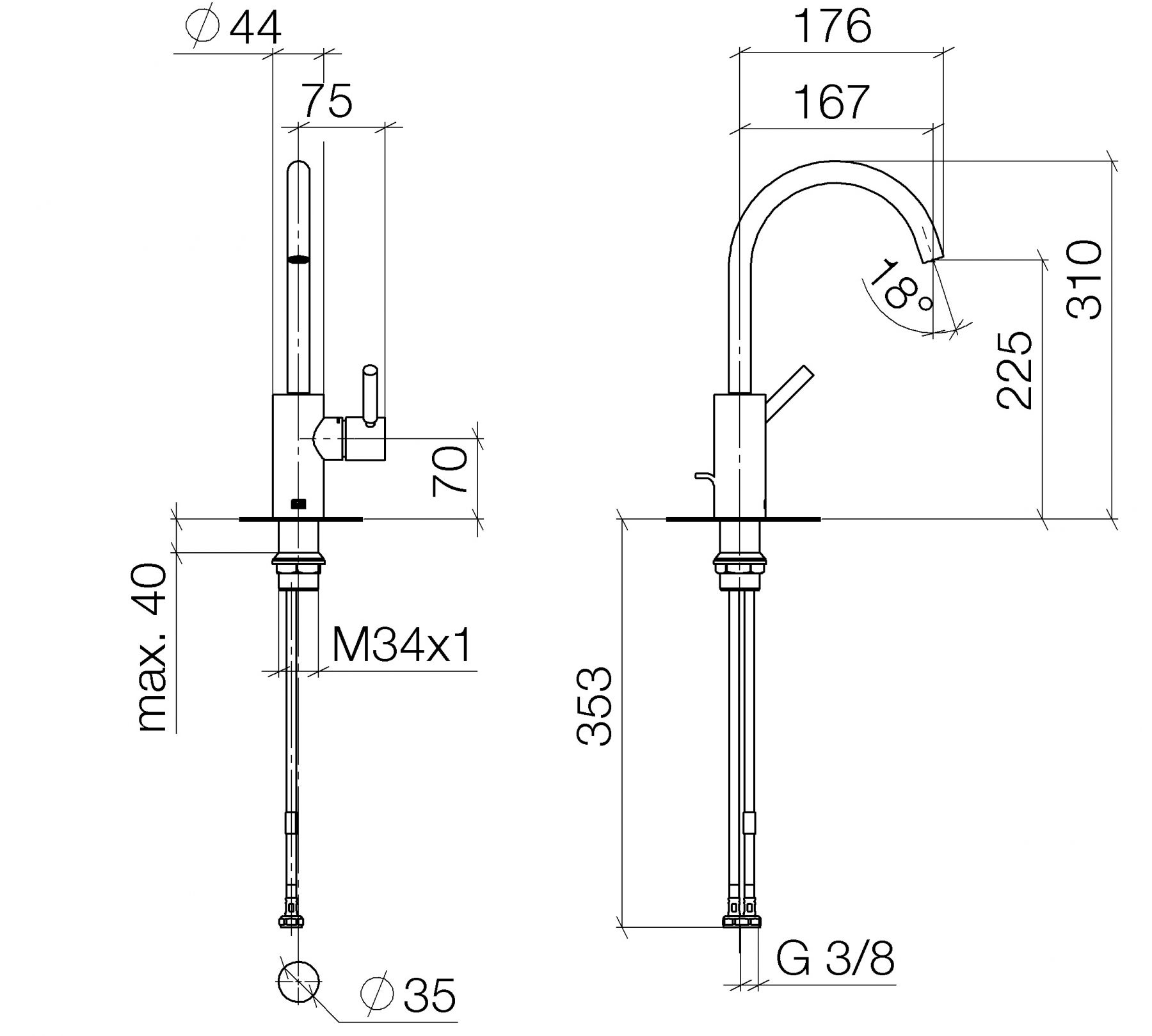 Dornbracht Meta смеситель для раковины 33505661 схема 1