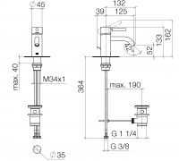 Dornbracht Meta смеситель для раковины 33501660 схема 1