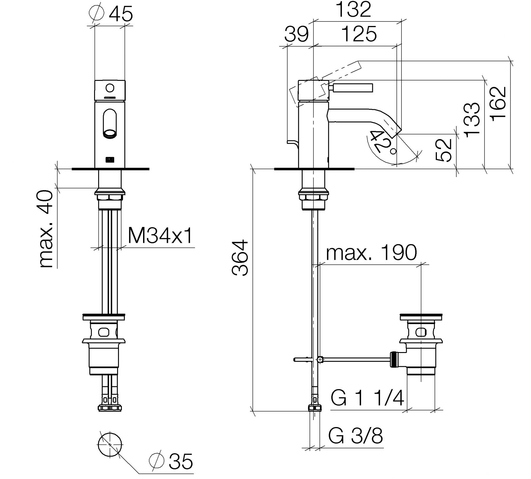 Dornbracht Meta смеситель для раковины 33501660 схема 1