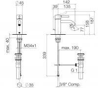 Dornbracht Meta смеситель для раковины 33502660 схема 1