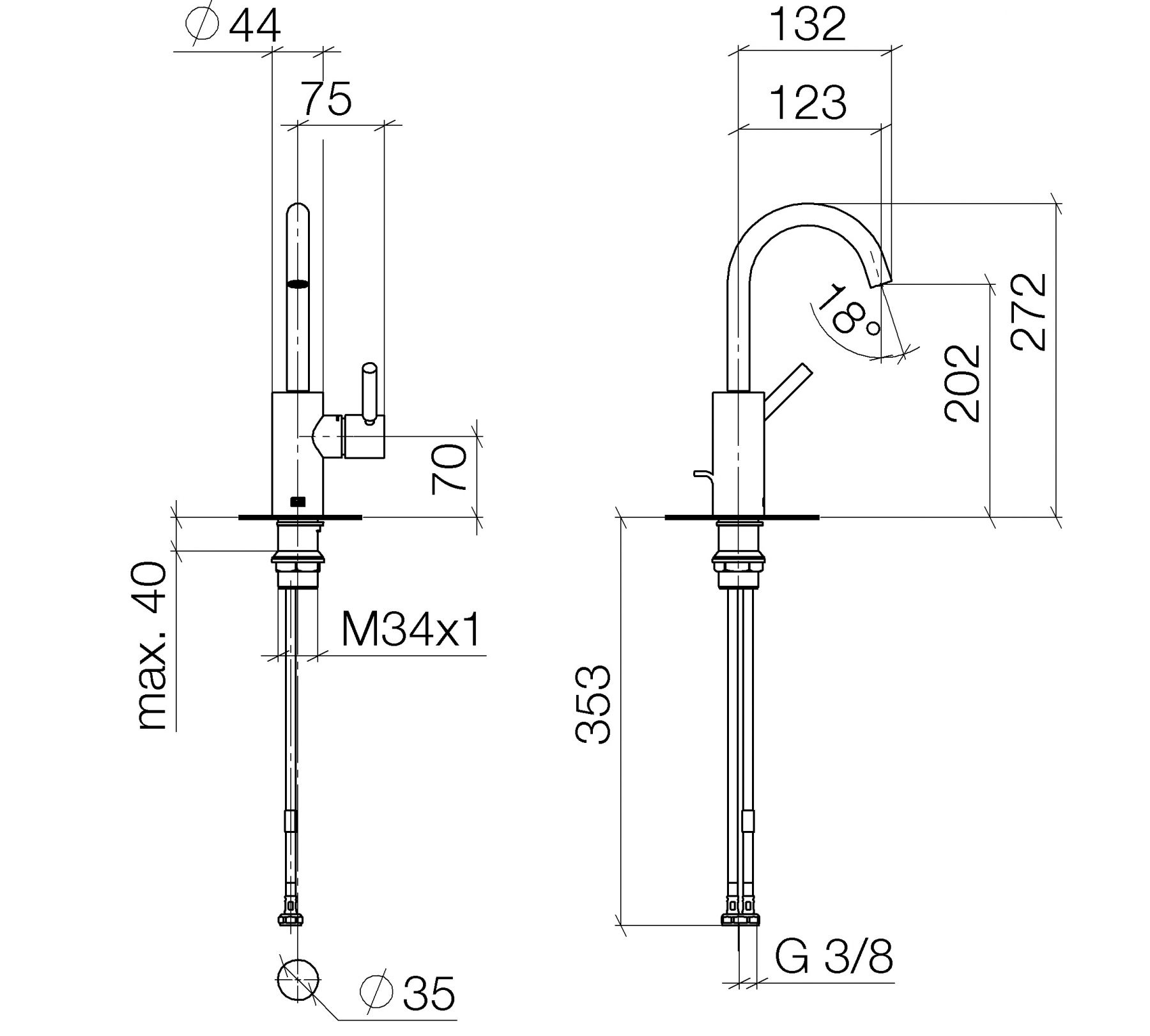 Dornbracht Meta смеситель для раковины 33525661 схема 1