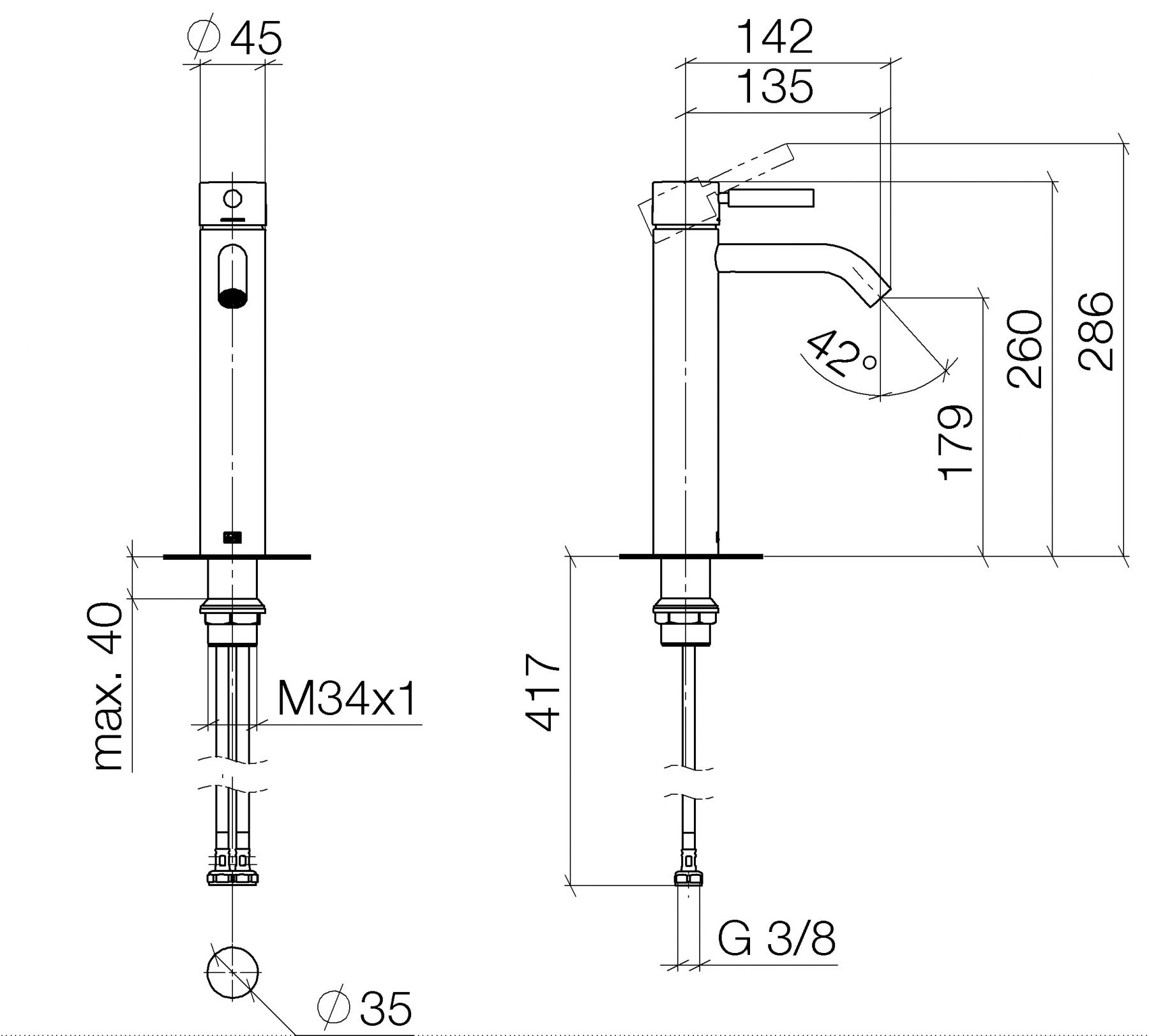 Dornbracht Meta смеситель для раковины 33537660 схема 1