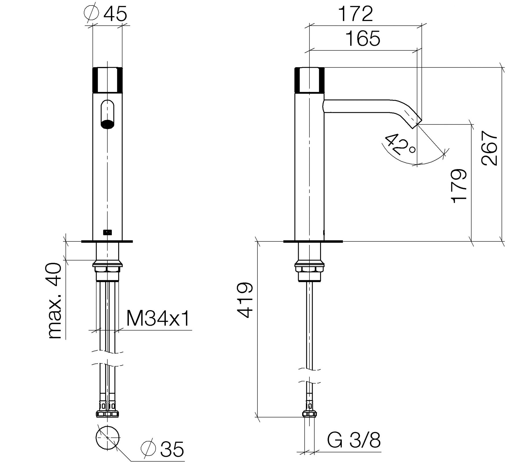 Dornbracht Meta смеситель для раковины 33539664 схема 1