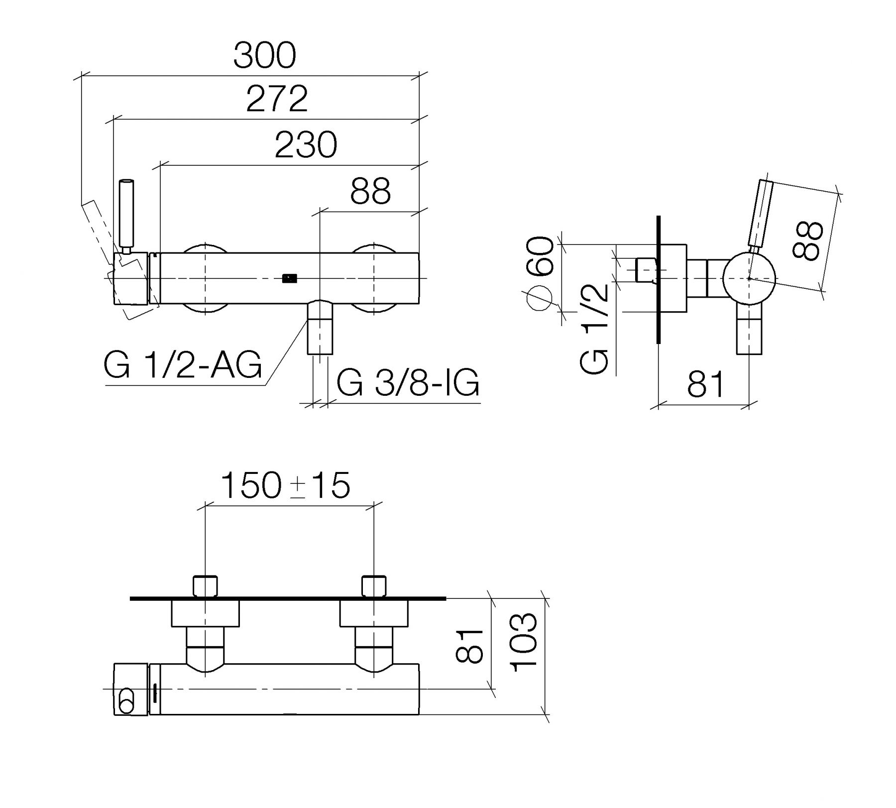 Dornbracht Meta смеситель для душа 33300660 схема 1