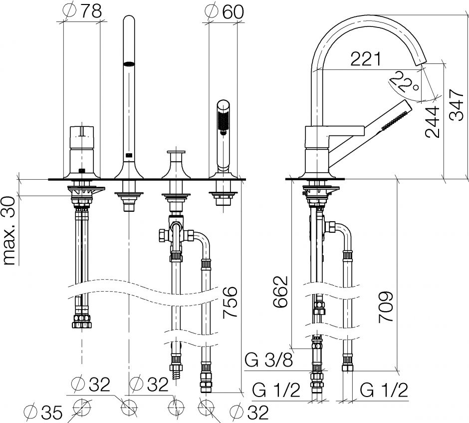 Смеситель для ванны и душа Dornbracht Vaia 27632809 ФОТО