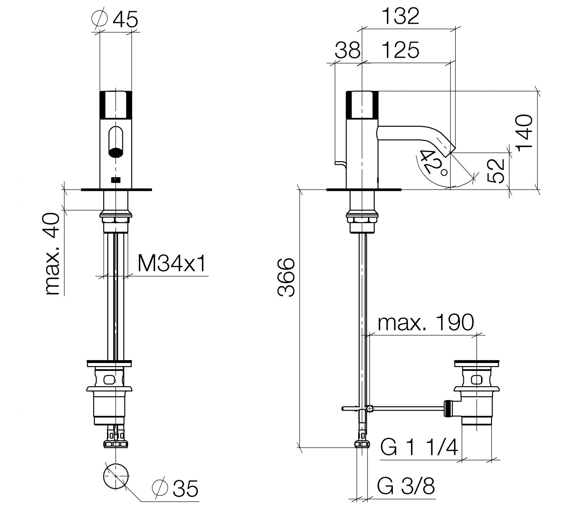 Dornbracht Meta смеситель для раковины 33501664 схема 1