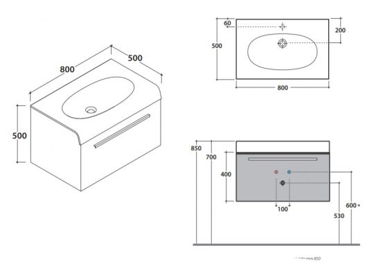 Globo Bowl+ тумба под раковину BPM3Y 80 х 50 см схема 1