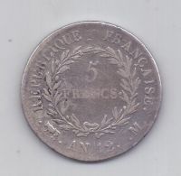 5 франков AN 12 1803-1804 года Франция