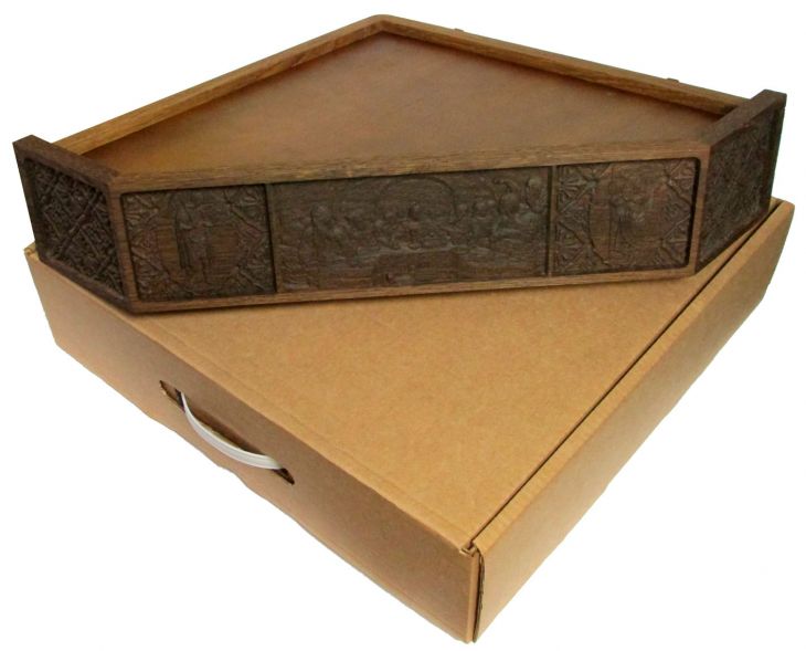 Полка для икон одноярусная угловая "Тайная вечерия" из мореного дуба