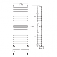 Полотенцесушитель-радиатор Margaroli Sole 464/14 схема 1