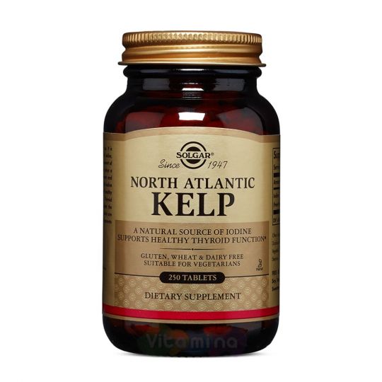 Солгар Йод из бурых водорослей и Йодид Калия, 250 табл