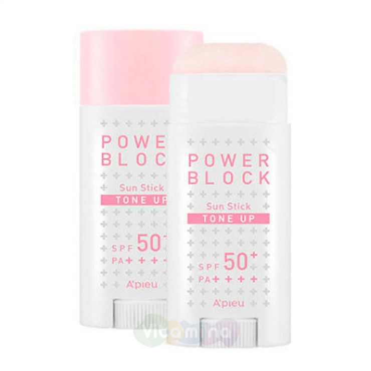 A'Pieu Осветляющий солнцезащитный стик Power Block Tone Up Sun Stick Pink SPF50+/PA++++, 15 мл