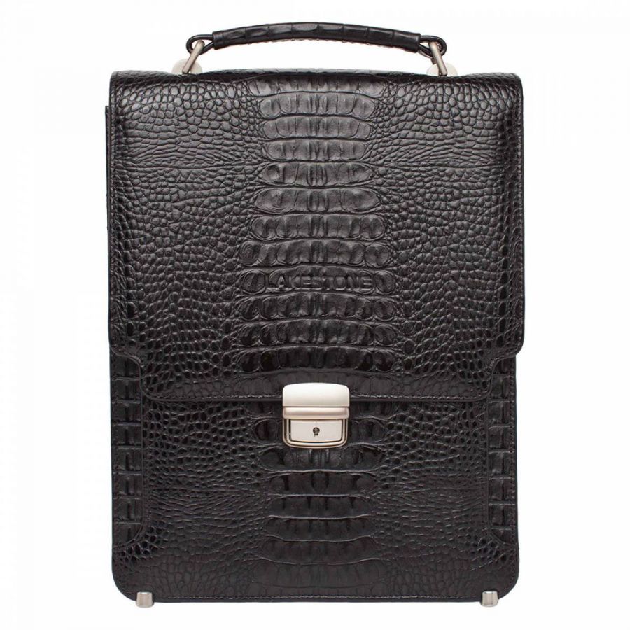 Портфель Lakestone вертикальный Gilbert Black Caiman 943020/BLC