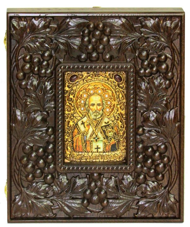 Киот резной из мореного дуба для настольной иконы