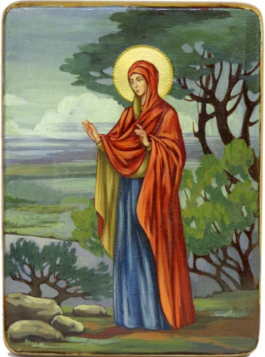 Инкрустированная живописная икона Святая праматерь Ева (21*29 см, Россия) на натуральном кипарисе в подарочной коробке