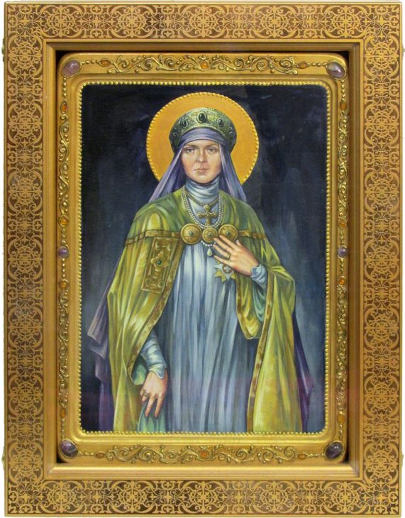 Инкрустированная живописная икона Святая преподобная Ангелина Сербская (29*42 см, Россия) на натуральном кипарисе в подарочной коробке Инкрустированная живописная икона Святая преподобная Ангелина Сербская (29*42 см, Россия) на натуральном кипарисе в подарочной коробке