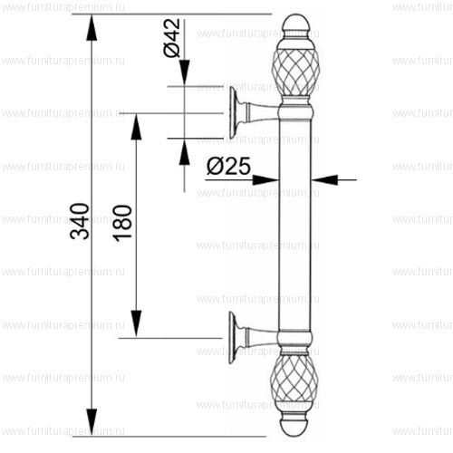 Ручка-скоба Mestre 0N4760. Длина 340 мм