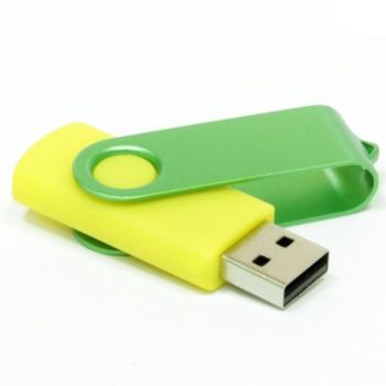 Флешки Twist Color желтые с зеленым 8-16-32 Gb