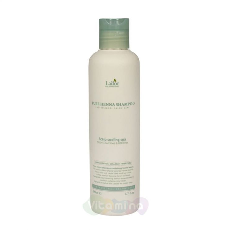 La'dor Профессиональный укрепляющий шампунь с хной Pure Henna Shampoo, 200 мл