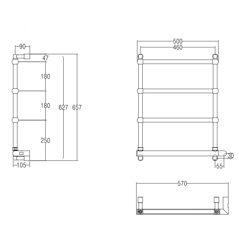 Полотенцесушитель электрический Margaroli Sole 512/TS BOX схема 1