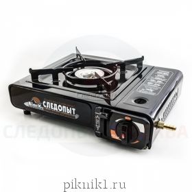 Плита настольная газовая "СЛЕДОПЫТ - Black" с переходником