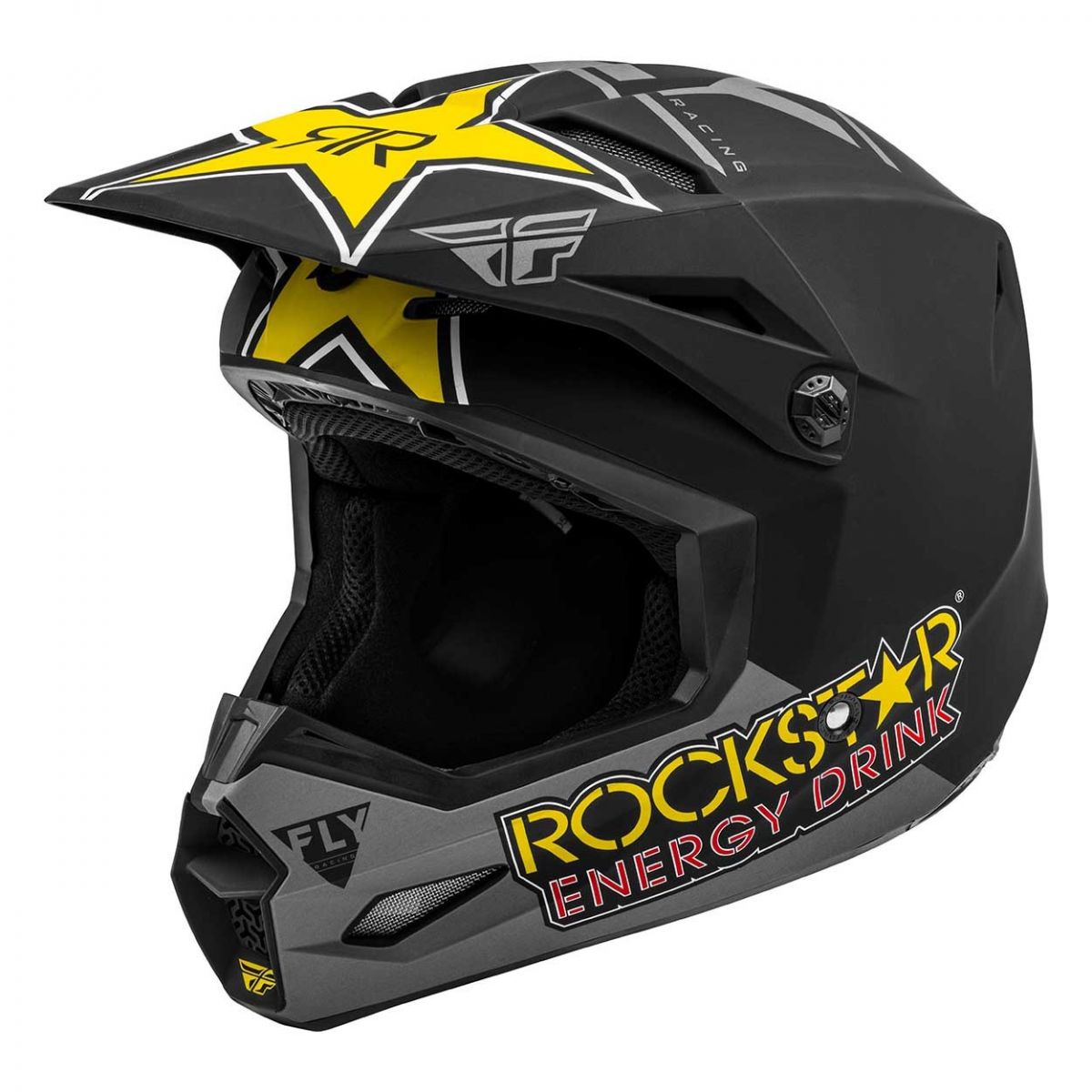 Fly Racing Kinetic Rockstar Matte Black/Grey/Yellow шлем внедорожный