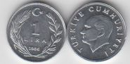 Турция 1 лира 1986 год UNC