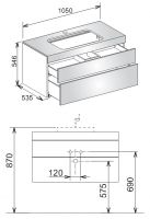 Keuco Edition 400 31572 тумба под раковину 105x53,5 схема 2